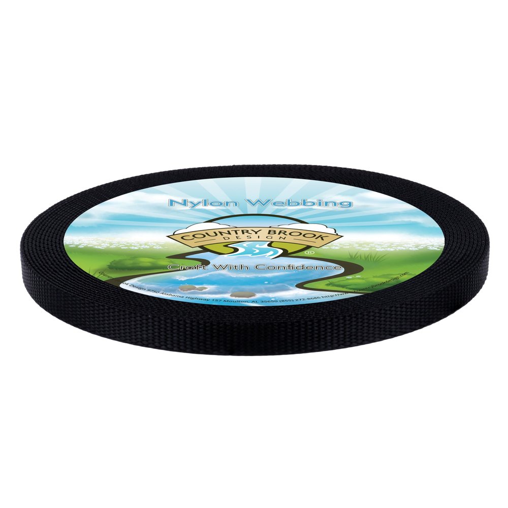 Country Brook Design - Black Heavy Duty Nylon Webbing (1/2 Inch, 50 Yards)