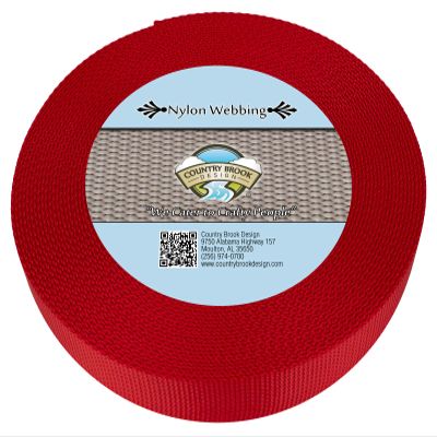 Country Brook Design - 1 1/2 Inch Heavy Duty 100% Real Nylon Webbing - 20+ Vibrant Colors (Red, 10 Yards)