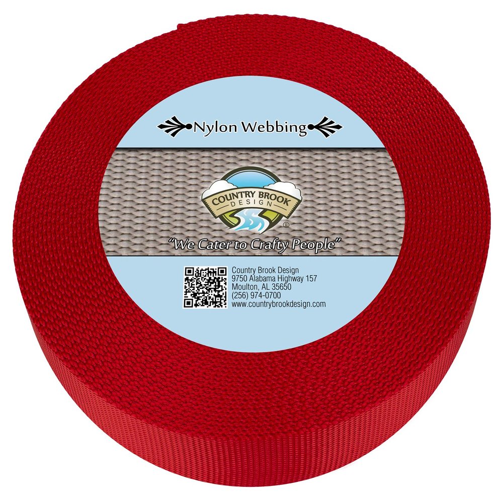 Country Brook Design - 1 1/2 Inch Heavy Duty 100% Real Nylon Webbing - 20+ Vibrant Colors (Red, 10 Yards)