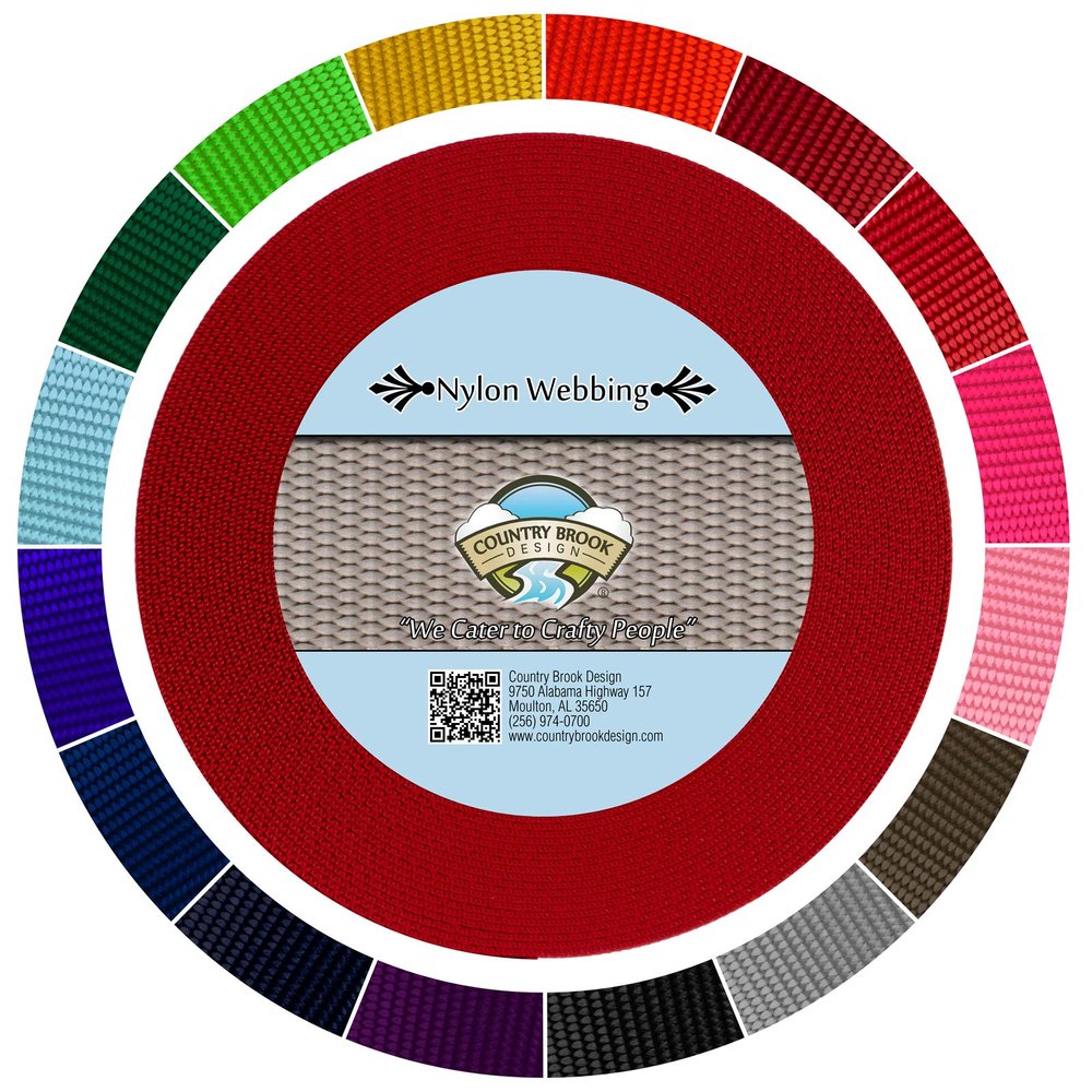 Country Brook Design - 1 1/2 Inch Heavy Duty 100% Real Nylon Webbing - 20+ Vibrant Colors (Red, 5 Yards)