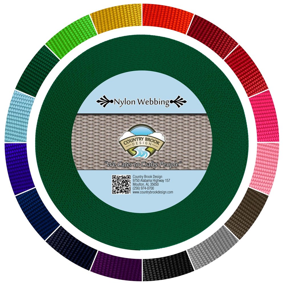 Country Brook Design - 1 1/2 Inch Heavy Duty 100% Real Nylon Webbing - 20+ Vibrant Colors (Green, 50 Yards)