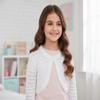 Minora Long Sleeve Bolero, Girls' Knit Cardigan Shrug with One-Button Closure, Baby/Child Cotton Childrens Bolero, Sweater Dress Cover-Up, Kids' Jackets,Bone Ajur, 4T view 3