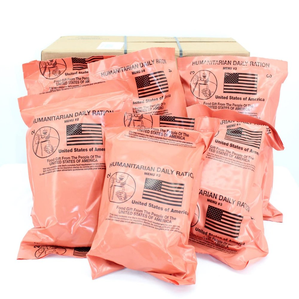 6 Meal HUMANITARIAN DAILY RATION MRE - RANDOM MENU - Inspection date of 10/2022 or Newer