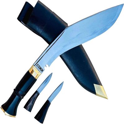 EGKH 9" Nepal Army Service Kukri - Official Issue Khukuri - Traditional Authentic Outdoor Knife - Handmade in Nepal - Carbon Steel