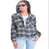YMI Womens Junior Cropped Boxy Fit Plaid Shacket, Bwbpl, Small US view 1