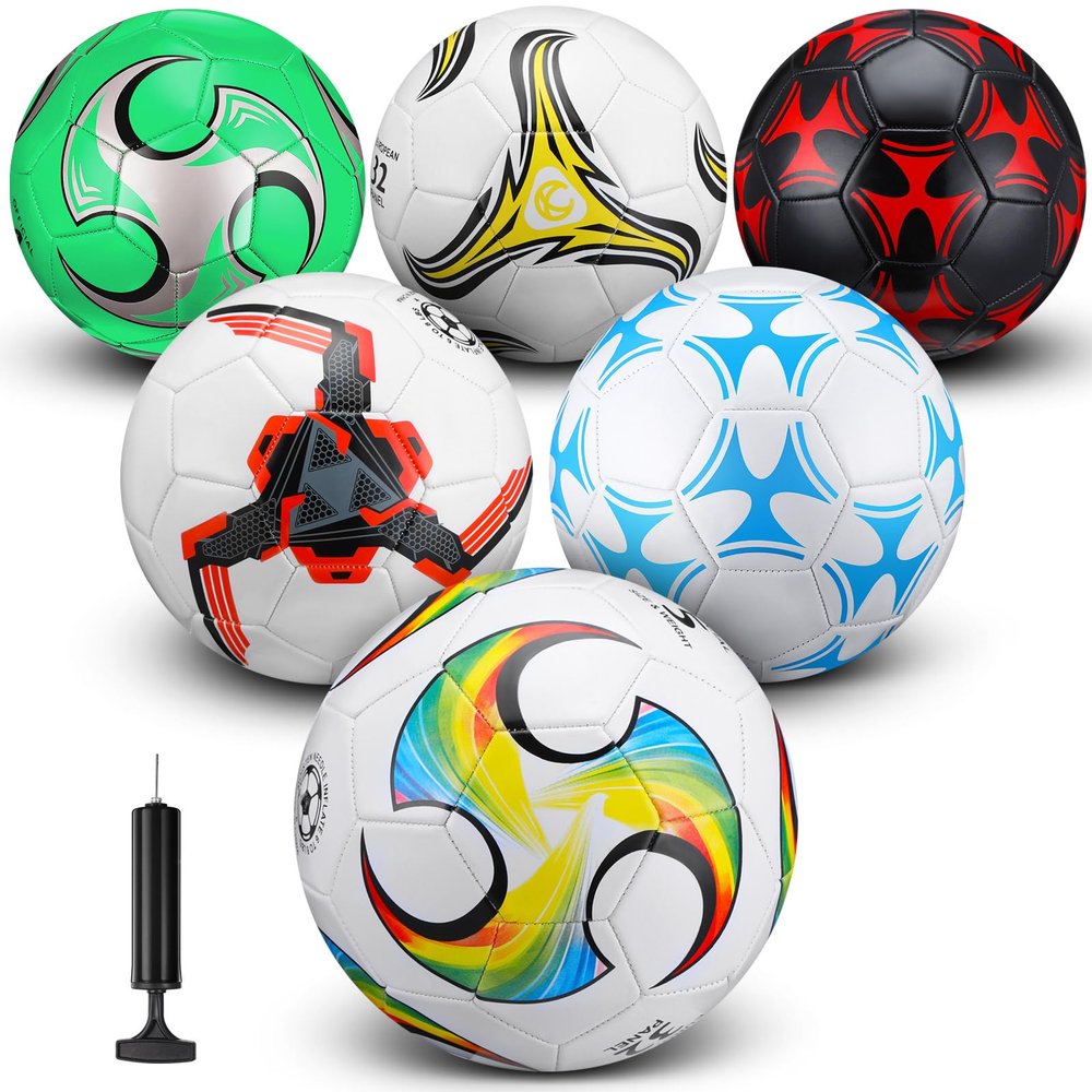 Deekin 6 Pcs Soccer Ball with Pump Size 5/4/3 Soccer Ball Official for Indoor Outdoor Sport Practice Competition Training Accessories for Child Teen Adult Game Training Christmas Operation(Size 4)