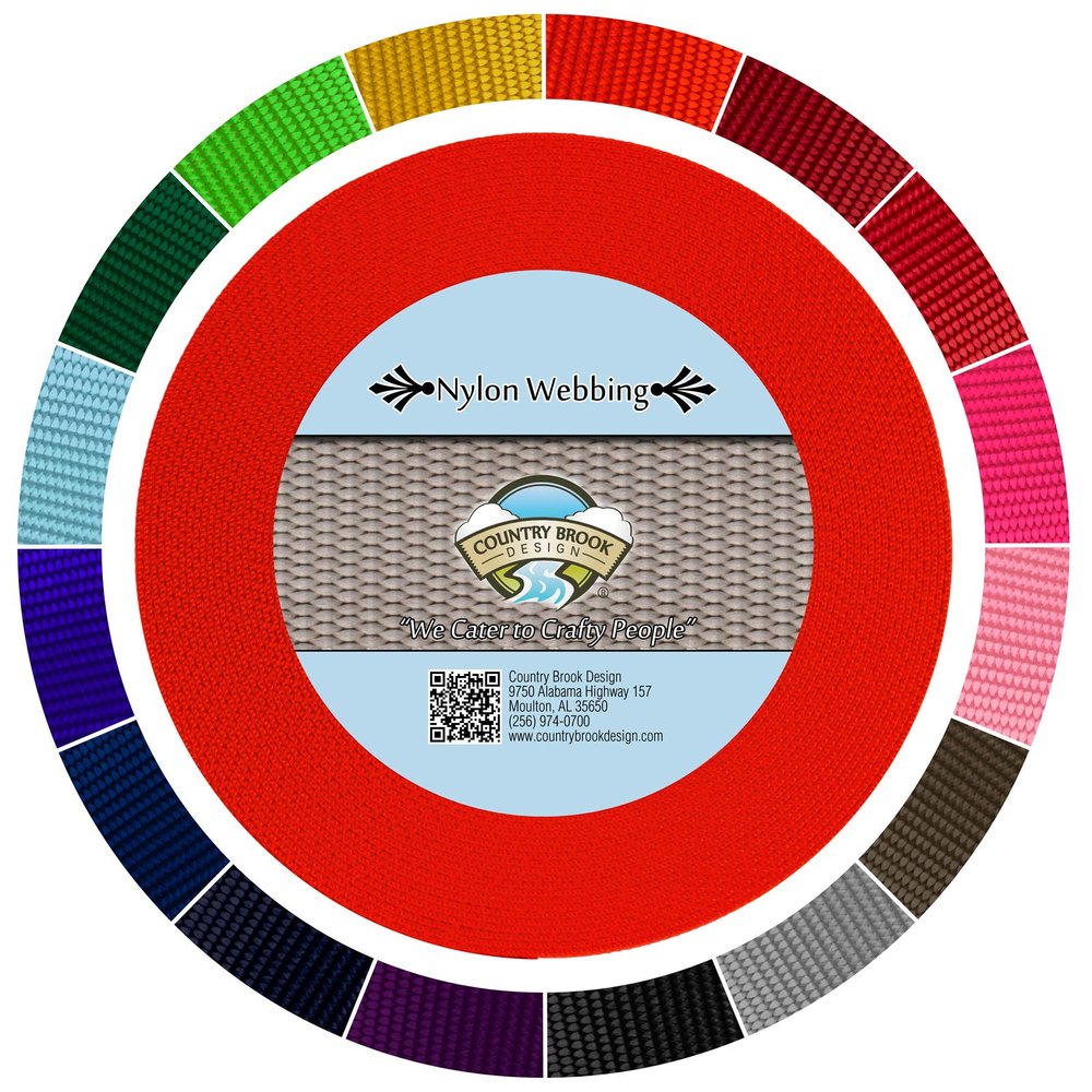 Country Brook Design - 1 1/2 Inch Heavy Duty 100% Real Nylon Webbing - 20+ Vibrant Colors (Hot Orange, 50 Yards)