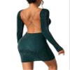 AOSAN Women's Dresses Casual Wedding Crisscross Backless Glitter Bodycon Dress Wedding Guest (Color : Green, Size : Medium) view 1