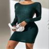 AOSAN Women's Dresses Casual Wedding Crisscross Backless Glitter Bodycon Dress Wedding Guest (Color : Green, Size : Medium) view 2
