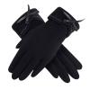 Autumn And Winter Screen Gloves Outdoor Driving And Riding Warm Gloves Women's Fleece Bow Gloves (Black, One Size) view 1