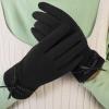 Autumn And Winter Screen Gloves Outdoor Driving And Riding Warm Gloves Women's Fleece Bow Gloves (Black, One Size) view 2