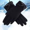 Autumn And Winter Screen Gloves Outdoor Driving And Riding Warm Gloves Women's Fleece Bow Gloves (Black, One Size) view 3