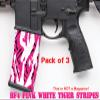 Pack of 3 Pink/White Tiger Stripes camouflage Premium Vinyl wrap (skin) DIY kit for 30/20/10 rounds 5.56/0.223 NATO magazine. Durable, waterproof, matte. Inspired by Battlefield 4 (BF4). view 2