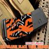 Pack of 3 Black/Orange Tiger Stripes camouflage Premium Vinyl wrap (skin) DIY kit for 30/20/10 rounds 5.56/0.223 NATO magazine. Durable, waterproof, matte. Inspired by Battlefield 4 (BF4). view 4