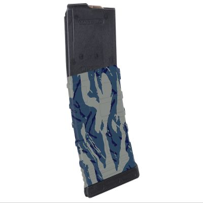 Pack of 3 Light Naval Blue Tiger Stripes camouflage Premium Vinyl wrap (skin) DIY kit for 30/20/10 rounds 5.56/0.223 NATO magazine. Durable, waterproof, matte. Inspired by Battlefield 4 (BF4).