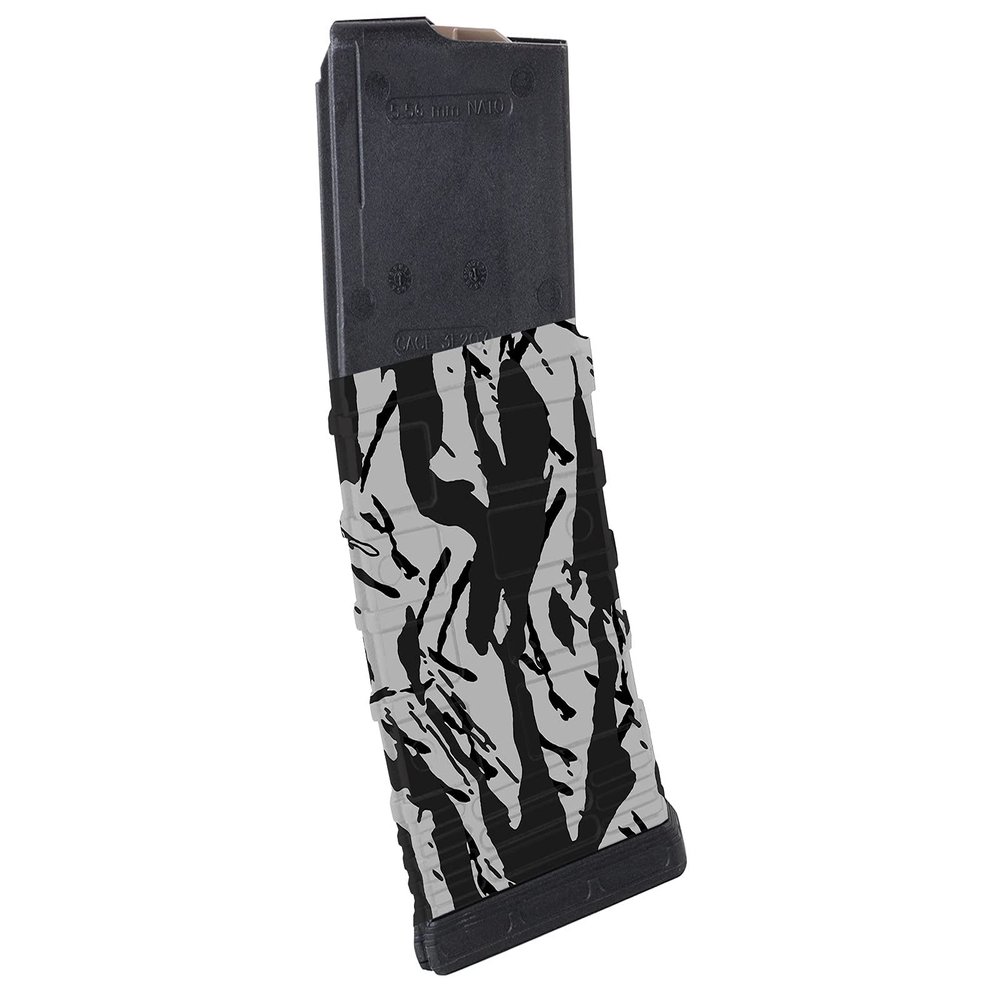 Pack of 3 Light Urban Tiger Stripes camouflage Premium Vinyl wrap (skin) DIY kit for 30/20/10 rounds 5.56/0.223 NATO magazine. Durable, waterproof, matte. Inspired by Battlefield 4 (BF4).