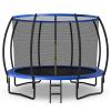 Giantex 12FT Trampoline with Enclosure, ASTM Approved Outdoor Large Trampoline with Ladder, Rustproof Galvanized Steel Frame, Recreational Trampolines for Kids and Adults, Blue