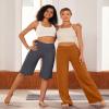 G4Free Wide Leg Yoga Pants High Waist Dress Pants Loose Lounge Pants Stretch Casual Palazzo Lounge Pants Straight Leg(Brown Sugar,XXL,Regular) view 3