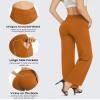 G4Free Wide Leg Yoga Pants High Waist Dress Pants Loose Lounge Pants Stretch Casual Palazzo Lounge Pants Straight Leg(Brown Sugar,XXL,Regular) view 4