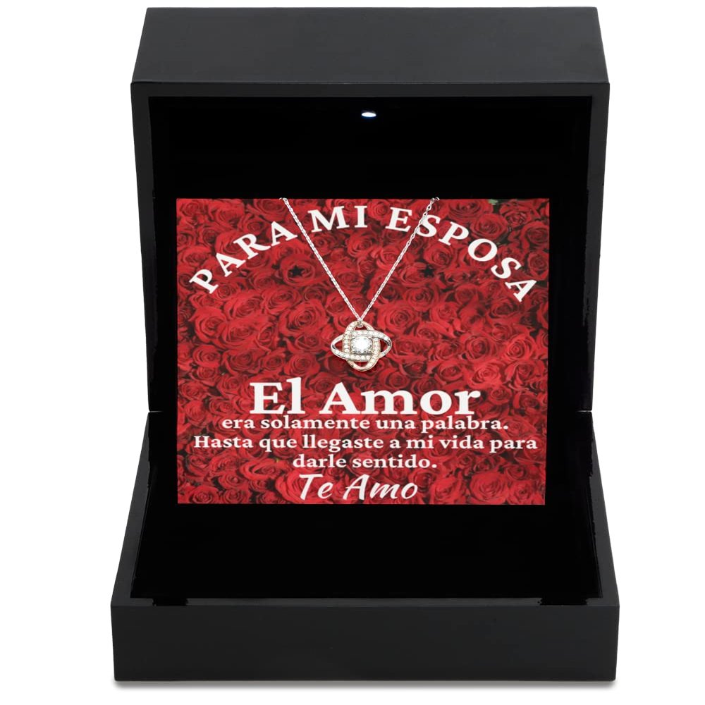 Love Knot Rose Gold Necklace Luxury Box para mi esposa Cadena con diseo clsico y Estilo moderno para Novia, Mujer, Futura esposa