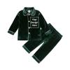 Kids Tales Kids Custom Velvet Pajamas Add Your Own Text Design Button-Down T-Shirt Top + Pants Personalized Christmas Outfits view 1