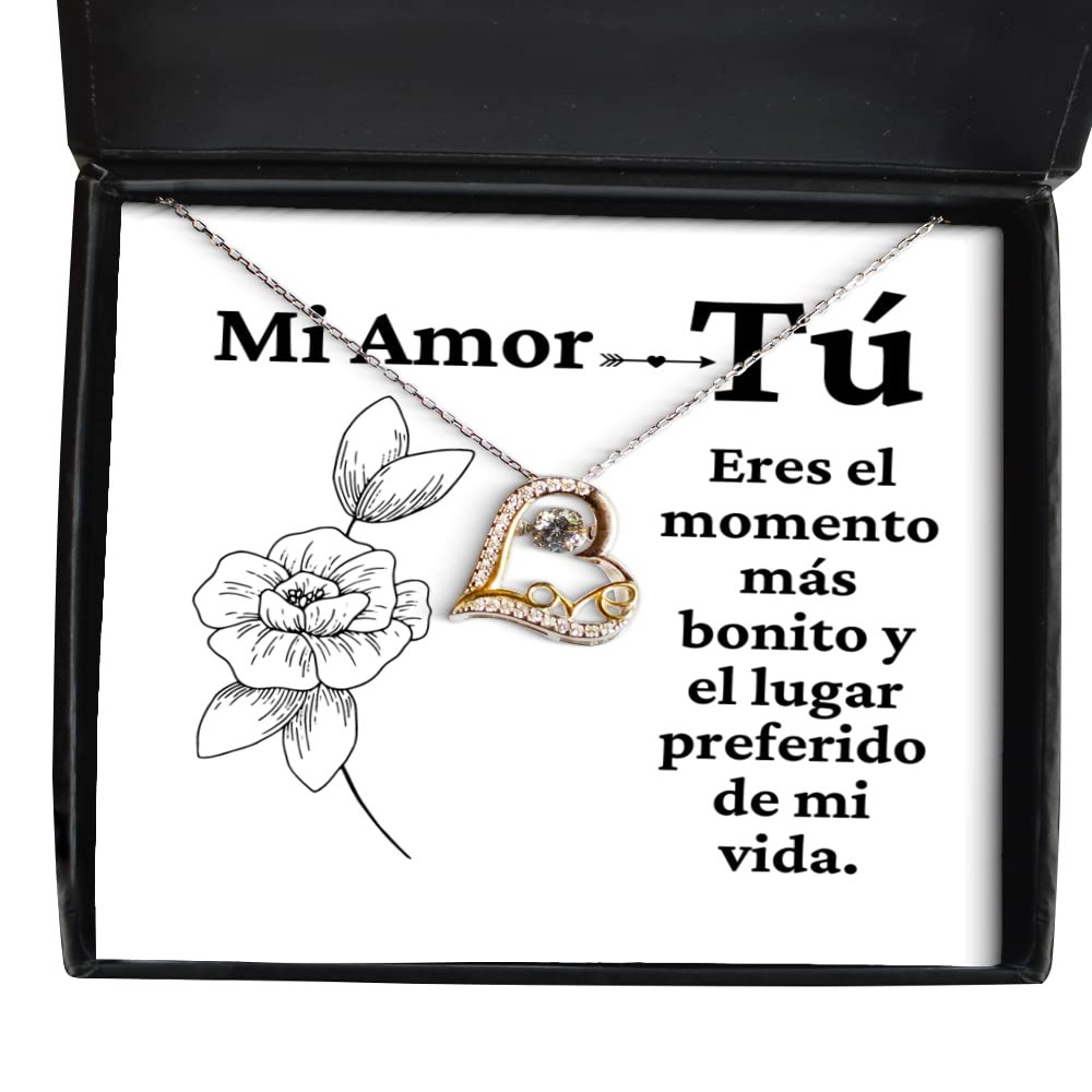 Mi Amor tu eres el Momento mas Bonito - Regalo para prometida o Novia, joyeria para enamoradas o Mujeres - Amor bailando Collar, pendiente, Cadena