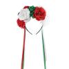 aoozleny Mexican Flower Crowns Headband, Headpiece for Halloween Festival Party (Red-White-Green) view 1