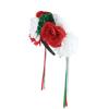 aoozleny Mexican Flower Crowns Headband, Headpiece for Halloween Festival Party (Red-White-Green) view 2