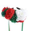 aoozleny Mexican Flower Crowns Headband, Headpiece for Halloween Festival Party (Red-White-Green) view 4