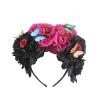 aoozleny Mexican Flower Crowns Headband, Headpiece for Halloween Festival Party (Red-Black) view 1