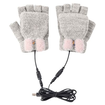 for Men Women Gloves Gloves USB Charging Warm and Half Knitted Heating Gloves Finger Winter Sporty (Coffee, One Size)