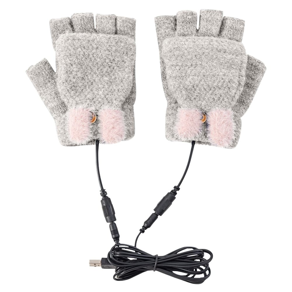 for Men Women Gloves Gloves USB Charging Warm and Half Knitted Heating Gloves Finger Winter Sporty (Coffee, One Size)