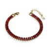 VINTY Tennis Bracelet, Baguette Cut Cubic Zirconia Crystal Rhinestones in Red Ruby Garnet Color, Gold Plated Stainless Steel, Hypoallergenic, Adjustable, Bridal Bridesmaid Jewelry for Women view 1