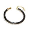 VINTY Tennis Bracelet, Black Baguette Cut Cubic Zirconia Crystal Rhinestones, Gold Plated Stainless Steel, Hypoallergenic, Adjustable, Bridal Bridesmaid Jewelry for Women view 1