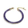 VINTY Tennis Bracelet, Purple Amethyst Colored Baguette Cut Cubic Zirconia Crystal Rhinestones, Gold Plated Stainless Steel, Hypoallergenic, Adjustable, Bridal Bridesmaid Jewelry for Women view 1