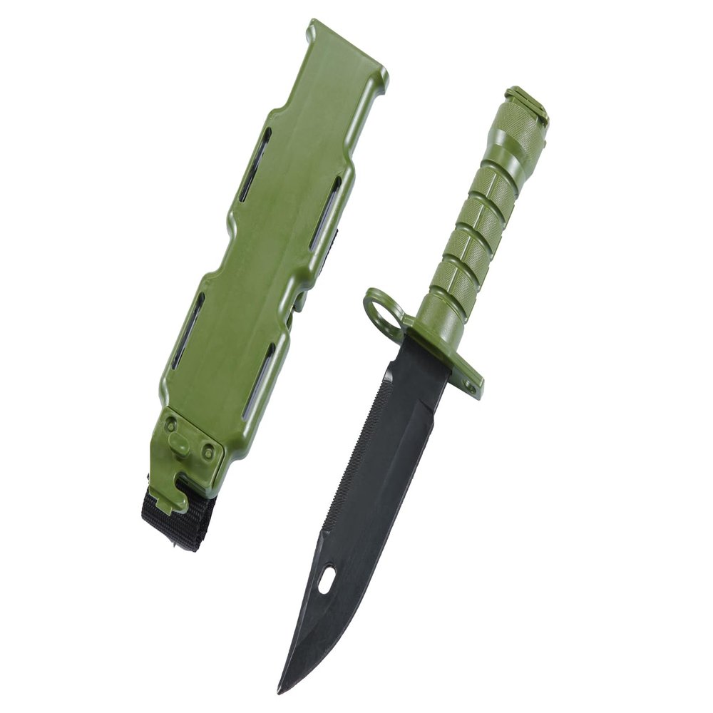 Lancer Tactical M9 Rubber Rubber Knife Training with Sheath for Airsoft Guns, Martial Arts Guard Fight; included Leg Holster Holder Handle Grip (OLIVE DRAB)