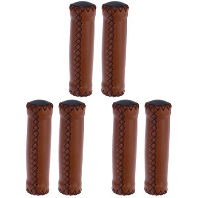 3pairs Brown Pu and Bike for Leather Light Handlebar Grips Grips, Mountain Rubber