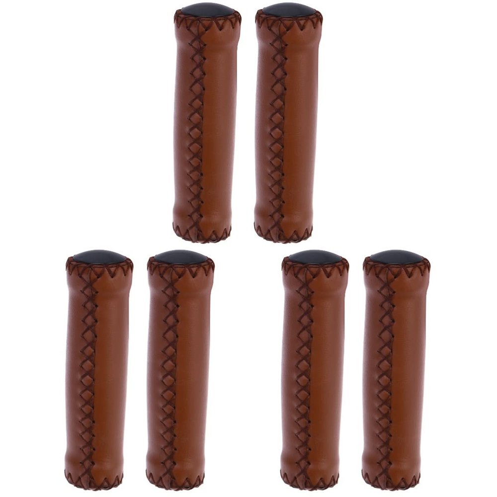 3pairs Brown Pu and Bike for Leather Light Handlebar Grips Grips, Mountain Rubber
