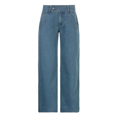 KASUTAM Baggy Jeans Vintage Clothes Wide Pants Cargo Pants Y2k Denim Trousers Women High Waist Wide Leg Casual Pants,Blue,S