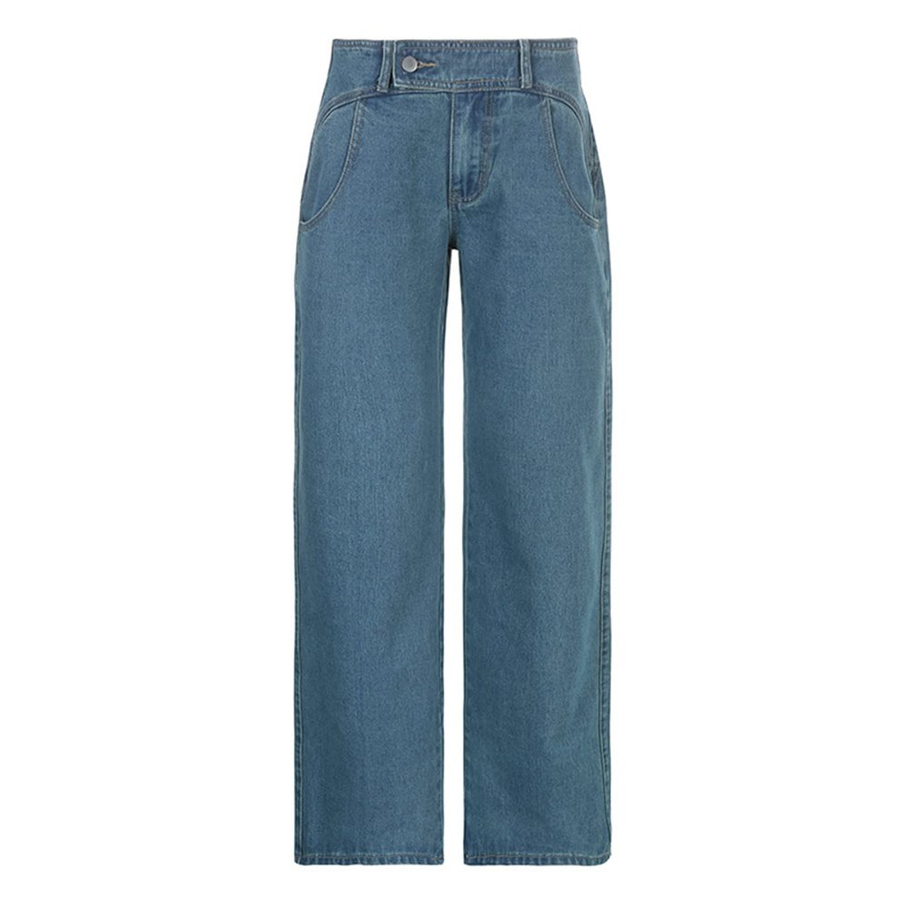 KASUTAM Baggy Jeans Vintage Clothes Wide Pants Cargo Pants Y2k Denim Trousers Women High Waist Wide Leg Casual Pants,Blue,S