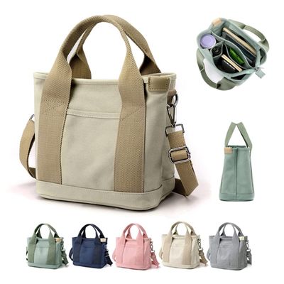 2023 New Large Capacity Multi-Pocket Handbag Women's Canvas Tote Purses Crossbody Bag Vintage Tote Bags (D - Khaki)