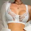 ANRIO Womens Plus Size Underwear Sexy Lace Bras Large Busts Wireless See Through Bralette for Women Front Closure Crop Bra (Color : White, Size : XXXL/XXX-Large) view 1