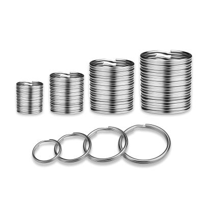40 Pack Silver Key Ring Keychain Assorted in 4 Sizes Metal Round Split Key Chains Rings for Home Car Dog Tag Office Lanyards Keys Attachment