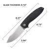 Petrified fish PFB01 Terra,3.54" D2 Steel Blade, G10 Handle Flipper Liner lock Folding knife (Black) view 3