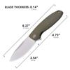 Petrified fish PFB01 Terra,3.54" D2 Steel Blade, Micarta Handle Flipper Liner lock Folding knife (Green) view 3