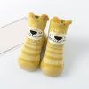 Baby Moccasins Infant Boys Girls Animal Cartoon Socks Shoes Toddler Fleece Floor Socks Non Slip Prewalker Shoes (Yellow, 12-18 Months) view 3