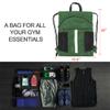 BeeGreen Dark Green Drawstring Backpack with Shoe Compartment X-Large Gym Sports String Cinch Backpack Athletic Sackpack with Front Inside Zipper Pockets view 3