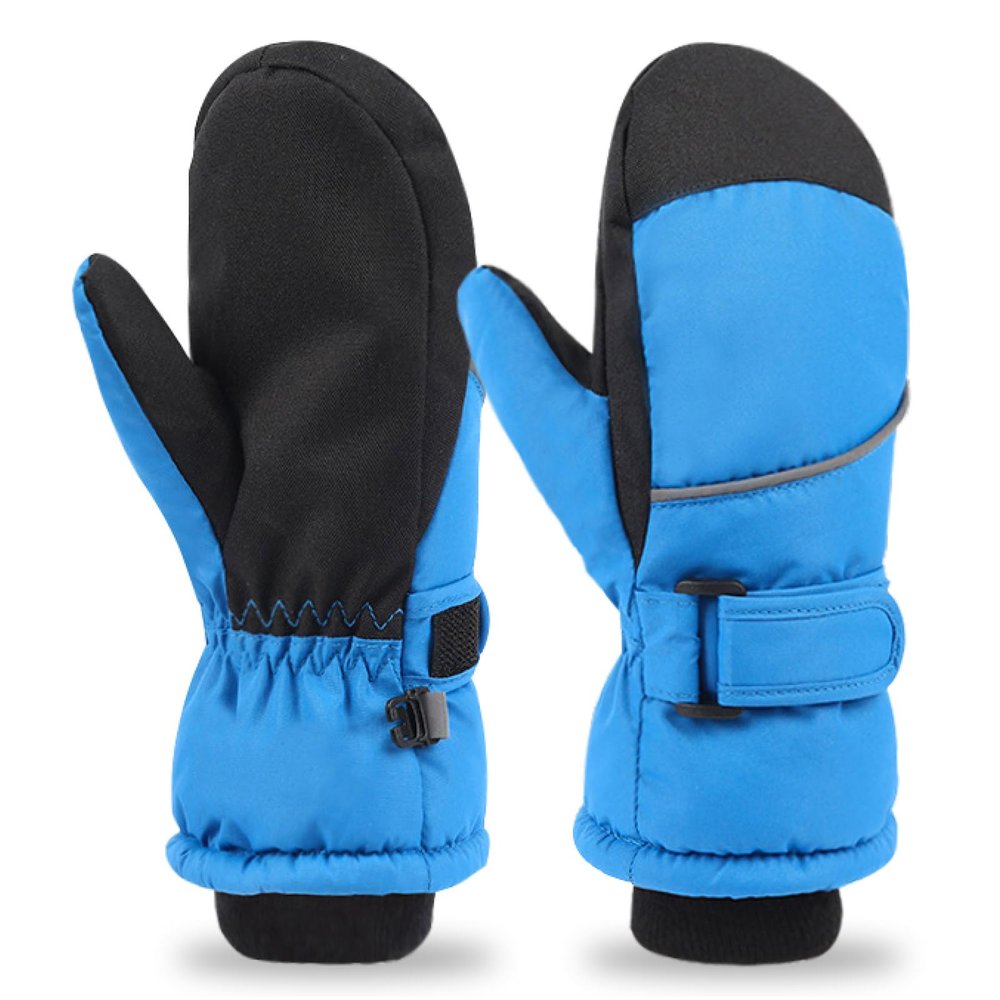 Azarxis Kids Mittens Winter Children Ski Glove Windproof Snow Gloves Fleece Warm for Boy Girl Toddler Youth Outdoor Sports Skiing Skating Snowboarding Sledding (Blue, 7-9 Years Old)