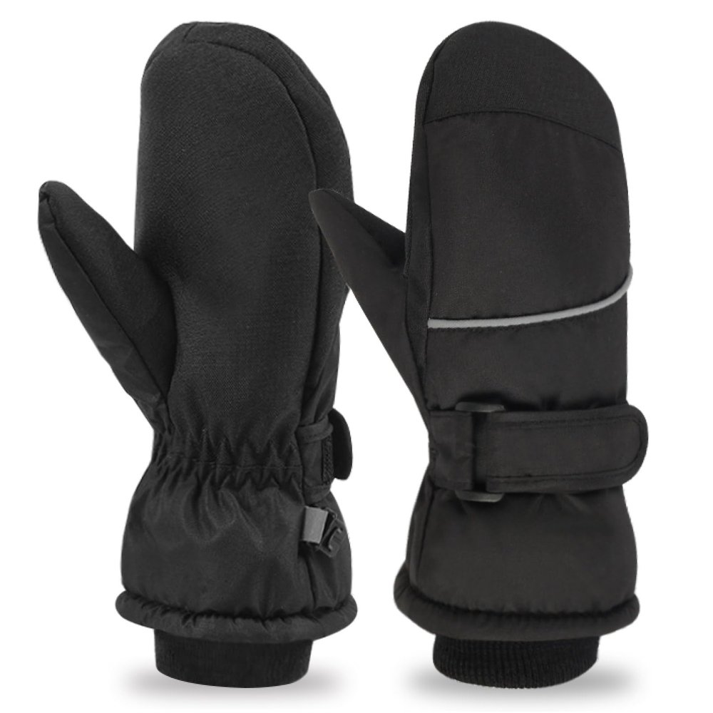 Azarxis Kids Mittens Winter Children Ski Glove Windproof Snow Gloves Fleece Warm for Boy Girl Toddler Youth Outdoor Sports Skiing Skating Snowboarding Sledding (Black, 3-5 Years Old)