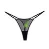 Agoky Women's Scorpion Embroidery Low Rise Micro T-Back G-String Sexy Mesh Thongs Panties Underwear Green S/M view 1